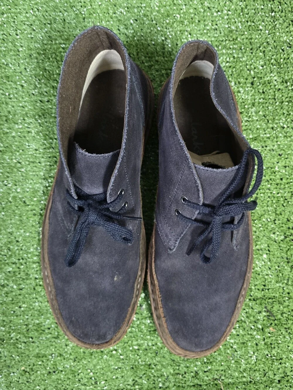 Clarks Bushacre Rand Genuine Leather Suede Chukka Boots Dark Navy Mens Size 9.5
